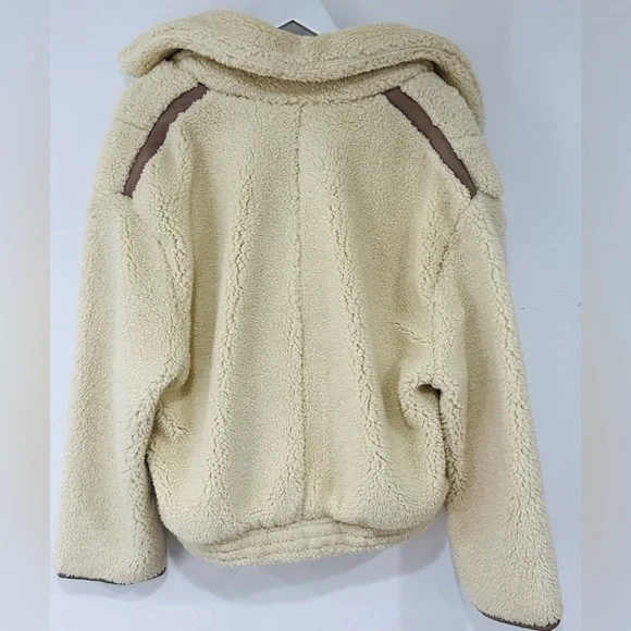NWT Free People Sherpa Jacket Women’s M Ivory Teddy Coat Oversized & Cozy - Picture 2 of 5